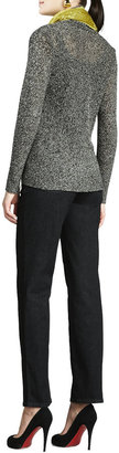 Eileen Fisher Multi-Tonal Flutter Cardigan, Slim Tank, Hazy Linen Weave Scarf & Straight-Leg Jeans, Petite