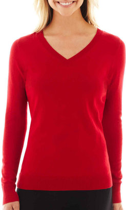 JCPenney Worthington Long-Sleeve V-Neck Sweater - Tall