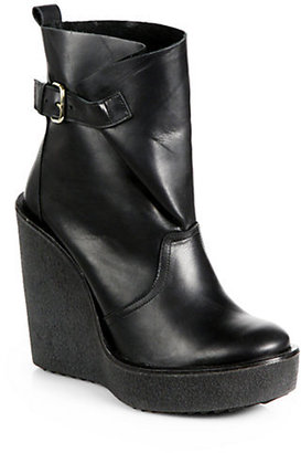 Pierre Hardy Leather Platform Wedge Ankle Boots