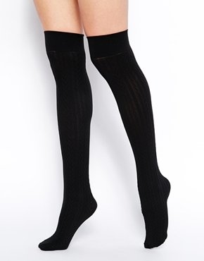 American Apparel Over the Knee Cable Knit Socks