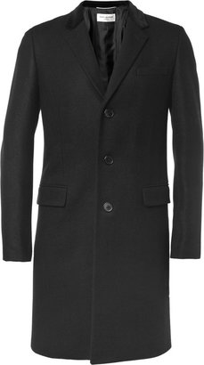 Saint Laurent Slim-Fit Velvet-Collar Wool Coat