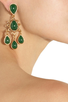 Oscar de la Renta Gold-plated cabochon clip earrings