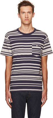 Paul Smith Navy & Grey Barcode Stripe T-Shirt