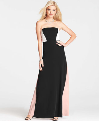 Ann Taylor Colorblocked Strapless Gown