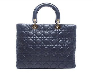 Christian Dior Pre-Owned Navy Lambskin Large Lady Bag
