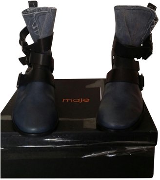Maje Original Leather/Denim Boots