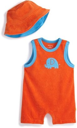 Offspring 'Flame Elephant' Terry Cloth Romper & Hat (Baby Boys)