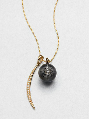 Mizuki Diamond, 14K Gold & Silver Celestial Pendant Necklace