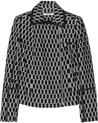 Diane von Furstenberg Tris leather-trimmed jacquard jacket