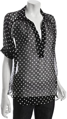 Wyatt black polka dot silk chiffon oversized blouse