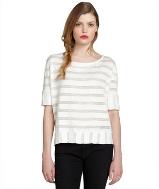 Pure & Simple white cotton striped short sleeve 'Anita' top