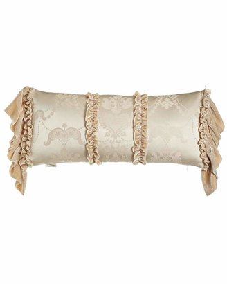 Dian Austin Couture Home Le Creme Maison Pillow with Long Velvet Ruffles at Sides, 12" x 26"