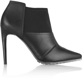 Tibi Kirby perforated rubberized-leather and scuba-jersey ankle boots