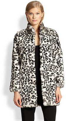 Haute Hippie Leopard-Print Rabbit Fur Coat