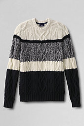 Classic Men's Cotton Drifter Colorblock Aran Cable Sweater-Vicuna