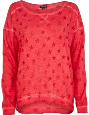 River Island Red burnout star print sweatshirt
