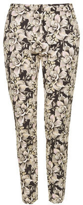 Topshop Womens Floral Print Scuba Cigarette Trousers - Multi