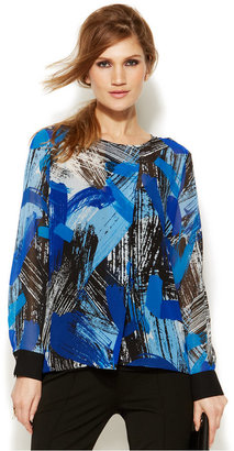 Vince Camuto Abstract-Print Draped Blouse