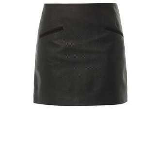 ANNE VEST Perforated leather mini skirt