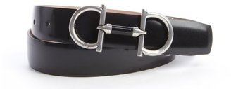 Ferragamo black leather gancio clasp belt