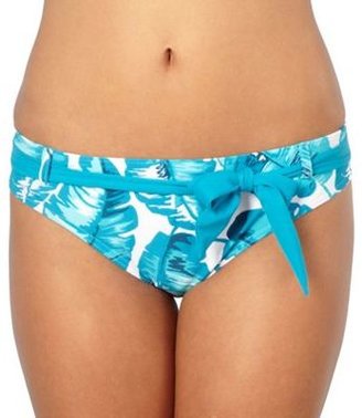 Beach Collection Turquoise large leaf belted bikini bottoms