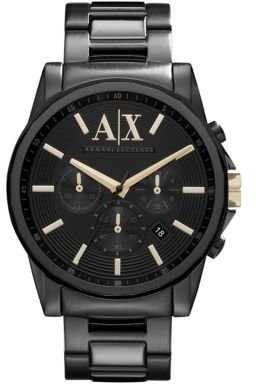 Armani Exchange Men's Black Ion-Plated Stainless Steel Chronograph Watch