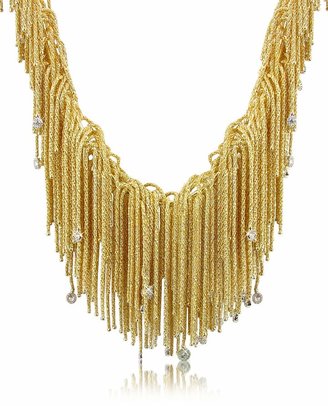 Orlando Orlandini Flirt - Diamond Drops 18K Yellow Gold Thread Necklace