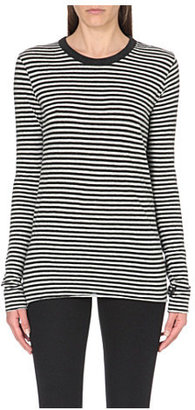 Enza Costa Striped cotton and cashmere-blend top