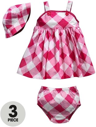 Ladybird Baby Girls Gingham Dress and Reversible Hat