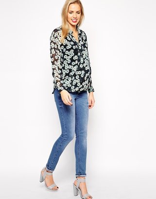 ASOS Maternity Exclusive Drape Blouse in Floral Print