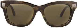 Valentino Camo Resin Sunglasses with Rockstud Temple, Green