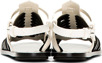 Proenza Schouler Black & White Woven Leather Flat Sandals