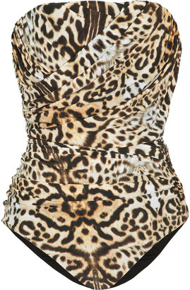 Clube Bossa King Feline animal-print draped bandeau swimsuit