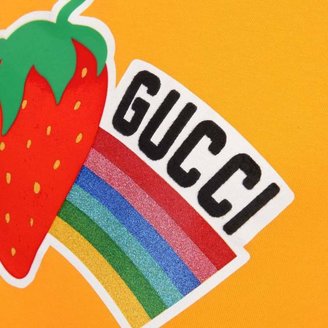 Gucci GUCCIGirls Orange Strawberry Print Top