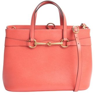 Gucci coral leather 'Bright Bit' convertible top handle tote bag