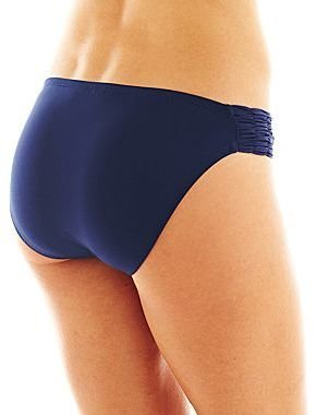 JCPenney jcp Solid Shirred Side-Tab Hipster Swim Bottoms