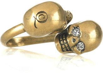Alexander McQueen Swarovski-embellished double skull ring