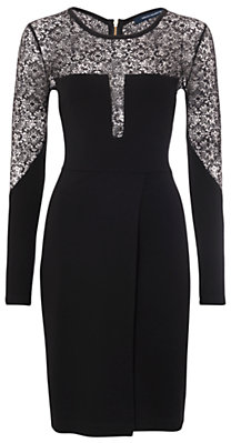 French Connection Layla Lace Dress, Black