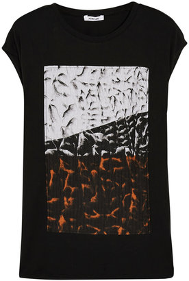 Helmut Lang Silk-paneled cotton-jersey top