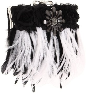 Inspired by Claire Jane - Flapper Feather Purse (White/Black/Rectangle) - Bags and Luggage