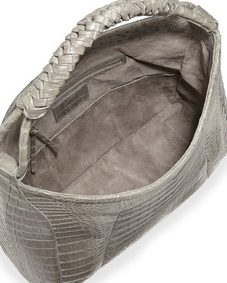 Nancy Gonzalez Crocodile Medium Spiral-Wrapped Hobo Bag, Gray
