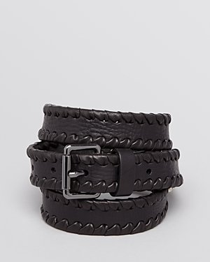John Varvatos Lace Edge Leather Belt