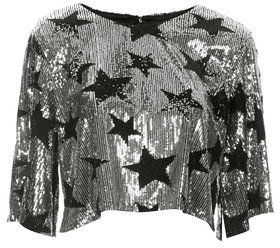 Topshop Womens **Sequin Star Crop Top by Rare - Silver