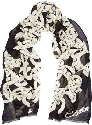 Diane von Furstenberg Chain Sparkle printed wool-blend scarf