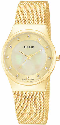 Pulsar Women's Gold-Tone Stainless Steel Mesh Bracelet Watch 27mm PH8056
