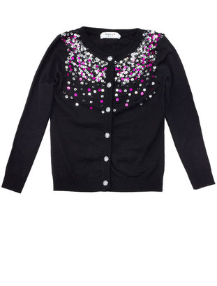 Milly Minis Sequined Knit Cardigan, Black