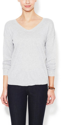 Cotton Blend Drop Shoulder V-Neck Sweater