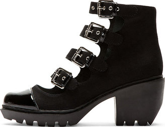 Opening Ceremony Black Grunge Buckle Boots