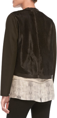 Elie Tahari Astor Cropped Perforated Jacket