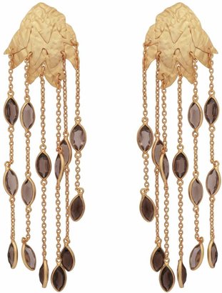 Carousel Jewels - Textured Gold Leaf & Smoky Quartz Earrings